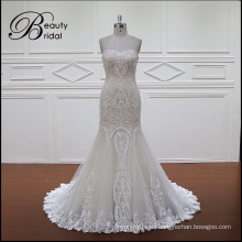 de novia cristal rebordear Champagne sirena novia vestido